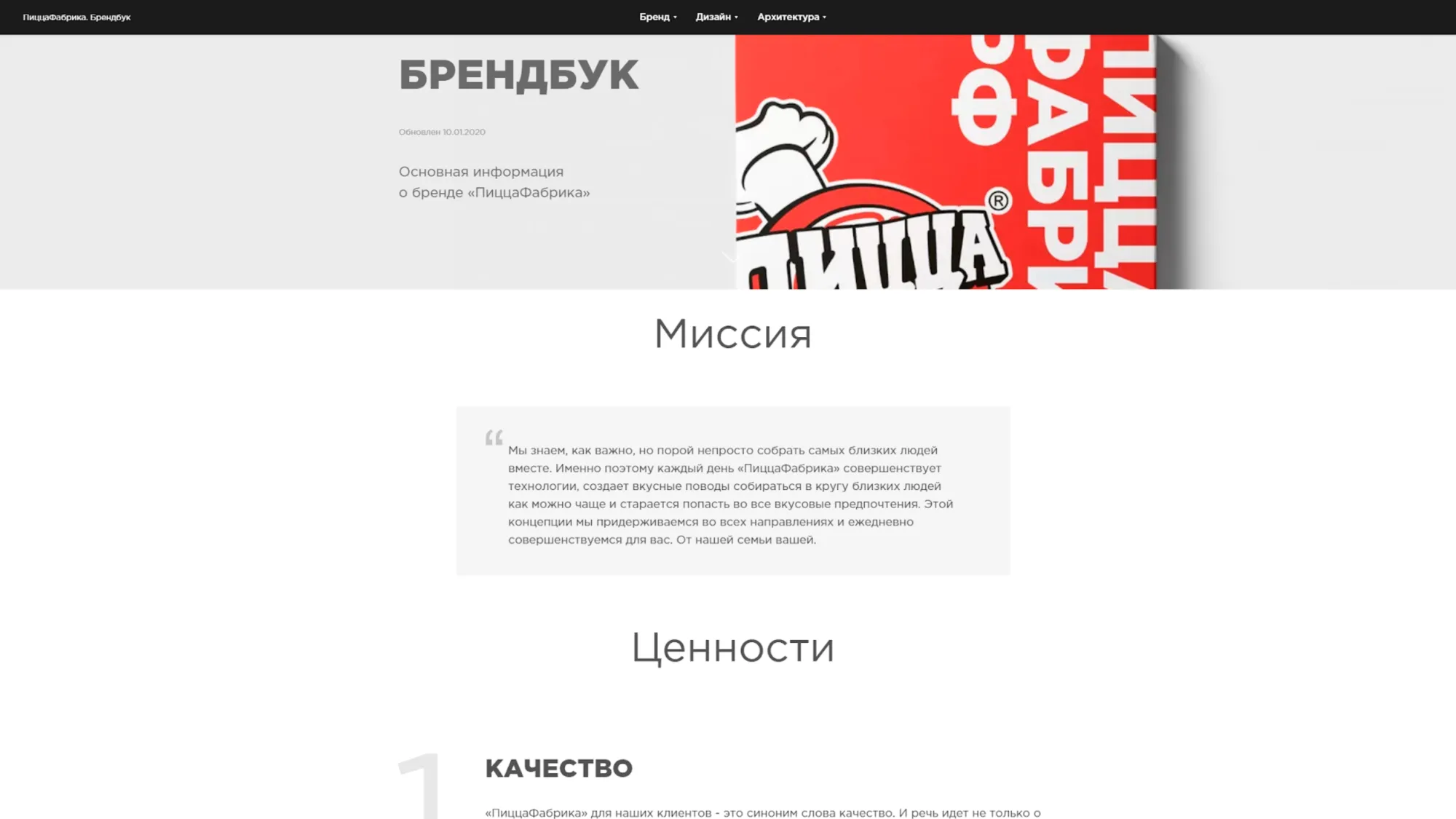 Брендбук для компании ПиццаФабрика